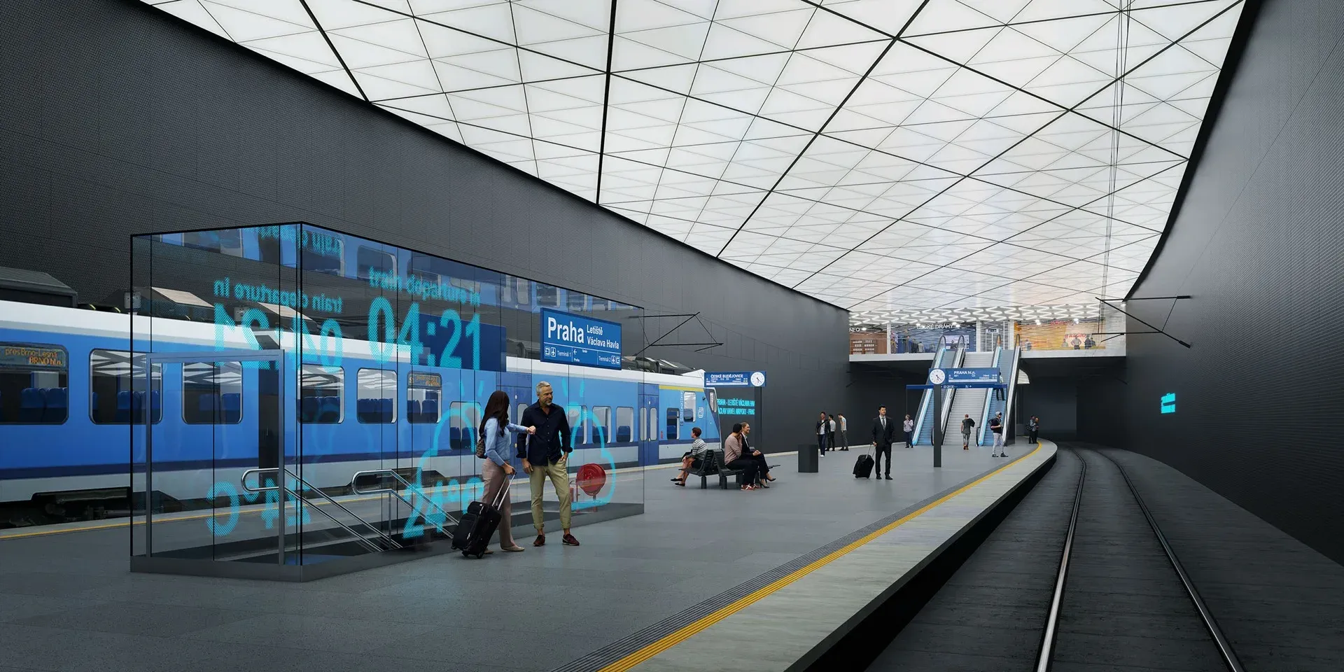 Projekt železniční stanice na pražském letišti - Kladno