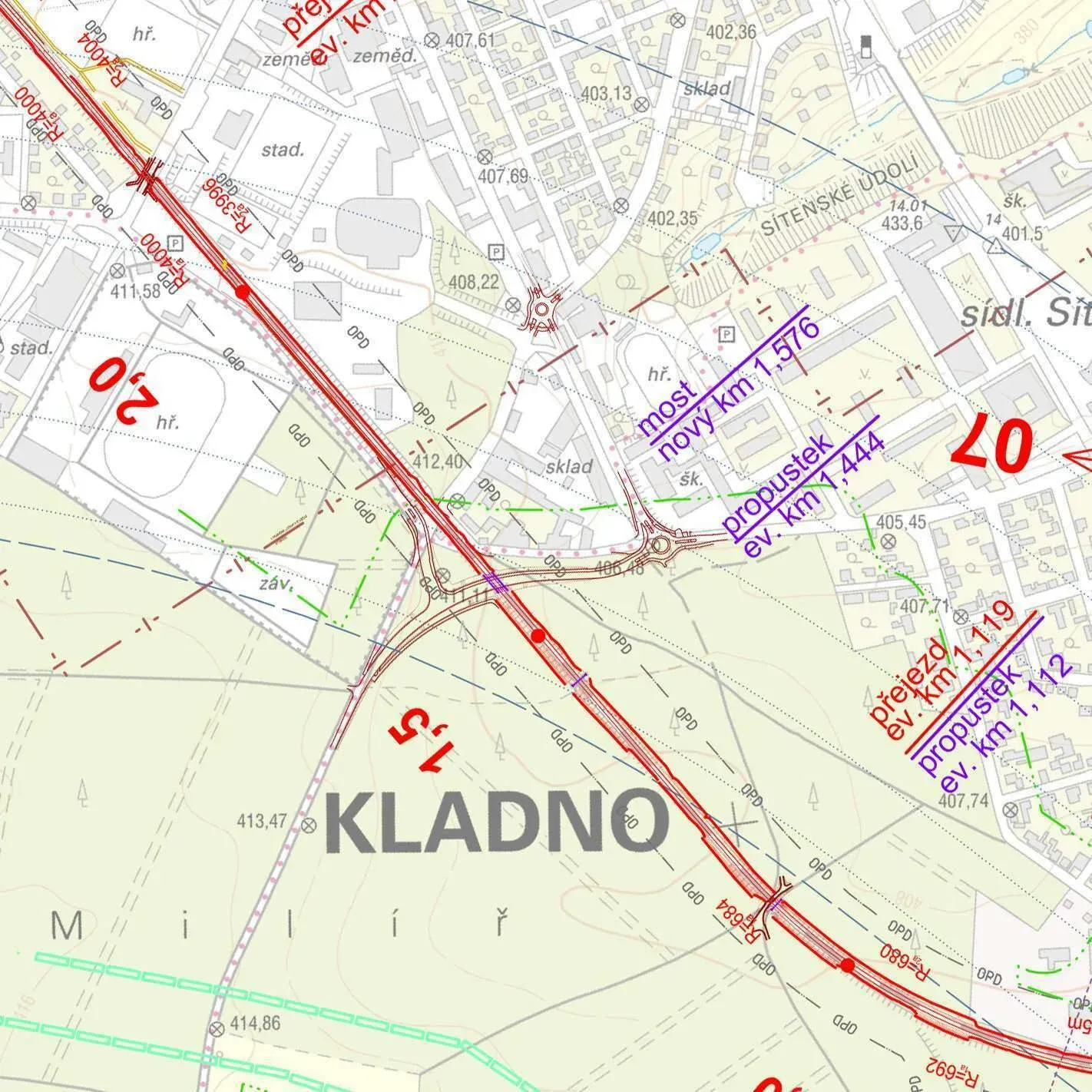 Dvě nové okružní křižovatky - Kladno